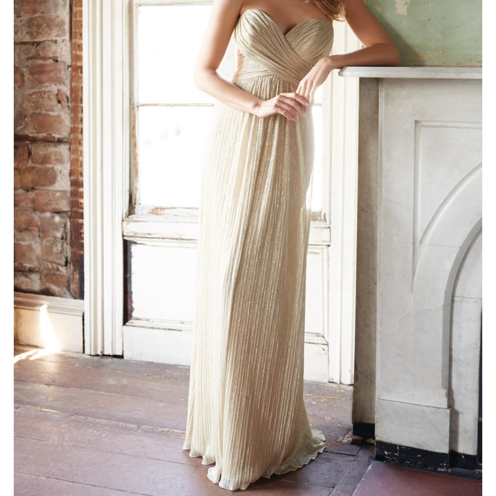 Elegant Gold Evening Gown Greek Goddess Convertible Straps